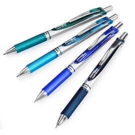Pentel EnerGel XM BL77 - Retractable Liquid Gel Ink Pen - 0.7mm - 54% Recycled - Cool Tones - Wallet of 9