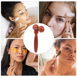 Healvian Wooden Facial Roller Double Ball Scraper Board Eyes Facial Massage Roller Body Scraping Massager for Handheld Skin Care Massage Tools