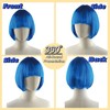 Tangyaoyusun 10Inch Navy Blue Wig with Bang Short Straight Hair