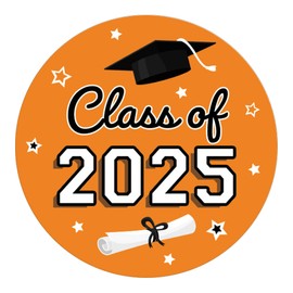 Orange Graduation Party Favors Stickers, Class of 2025 Graduation Envelope Seals, Candy Stickers - 40 Count