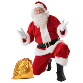 UDYR Santa Claus Costume for Men - 9PC Santa Suit Adults Men, Velvet Santa Outfit for Christmas Parties, Family Photos & Events (Red)