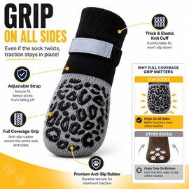 Dog Socks to Prevent Licking Paws, Anti Slip Dog Socks with Double-Sided Grippers, 4PCS Dog Paw Protectors for Hardwood Floors, Traction Control for Senior Dogs, Medium Large Dogs (Medium)
