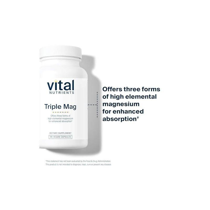 Vital Nutrients Triple Mag 250 Magnesio Absorción Mejorada Metabolismo Contiene