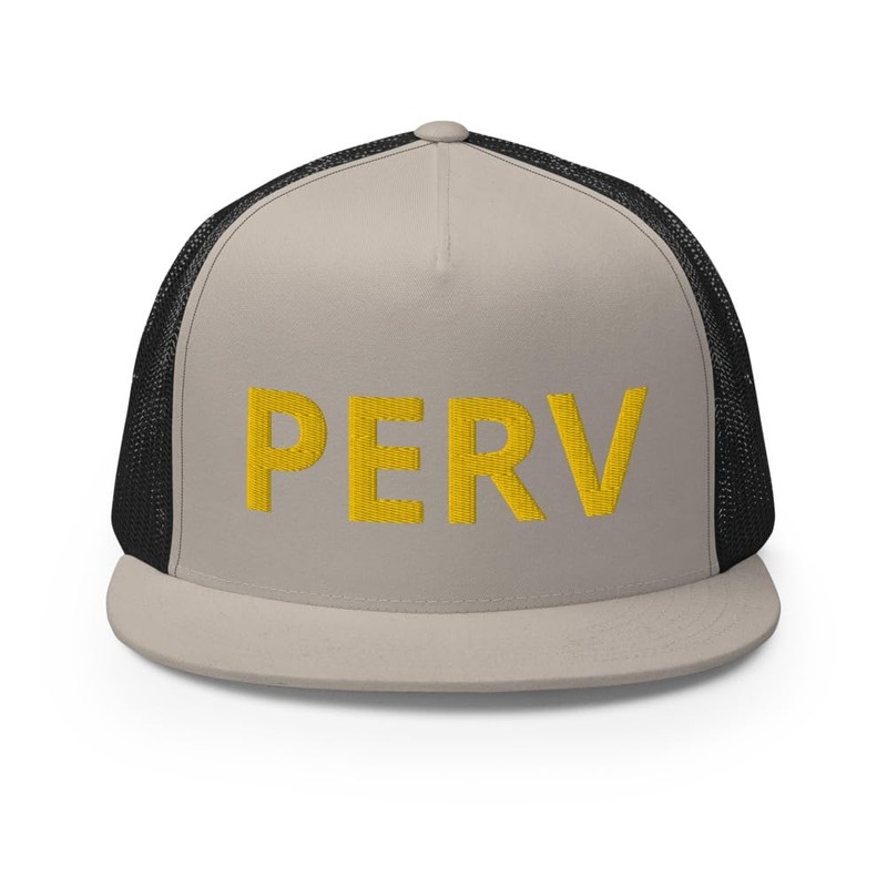 RIVEMUG NG Perv Flat Bill Trucker Hat High Crown Adjustable