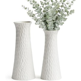 Modern White Ceramic Flower Vases Set, Art Dot Decorative Tall Vase for Bouquet Pampas Grass, Maximalist Vases for Kitchen, Bedroom, Office, Living Room, Shelf - Color: white