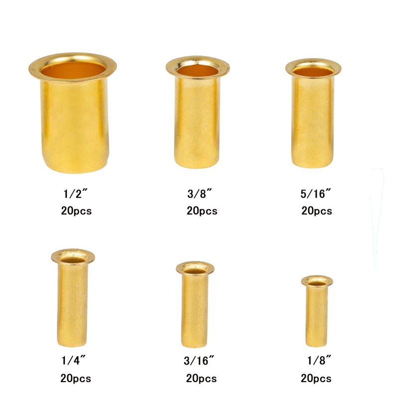 Breezliy 120pcs Tube OD(1/8"3/16" 1/4" 5/16'' 3/8" 1/2") Brass Compression