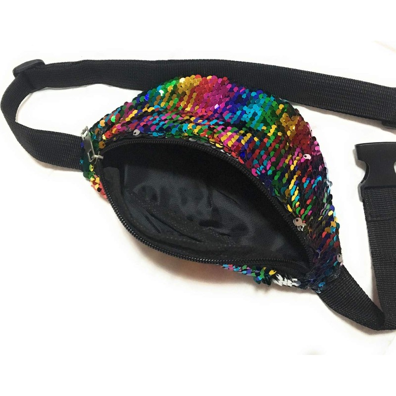 Small Rainbow Sequin Bum Bag Fanny Pack Travel Waist Money