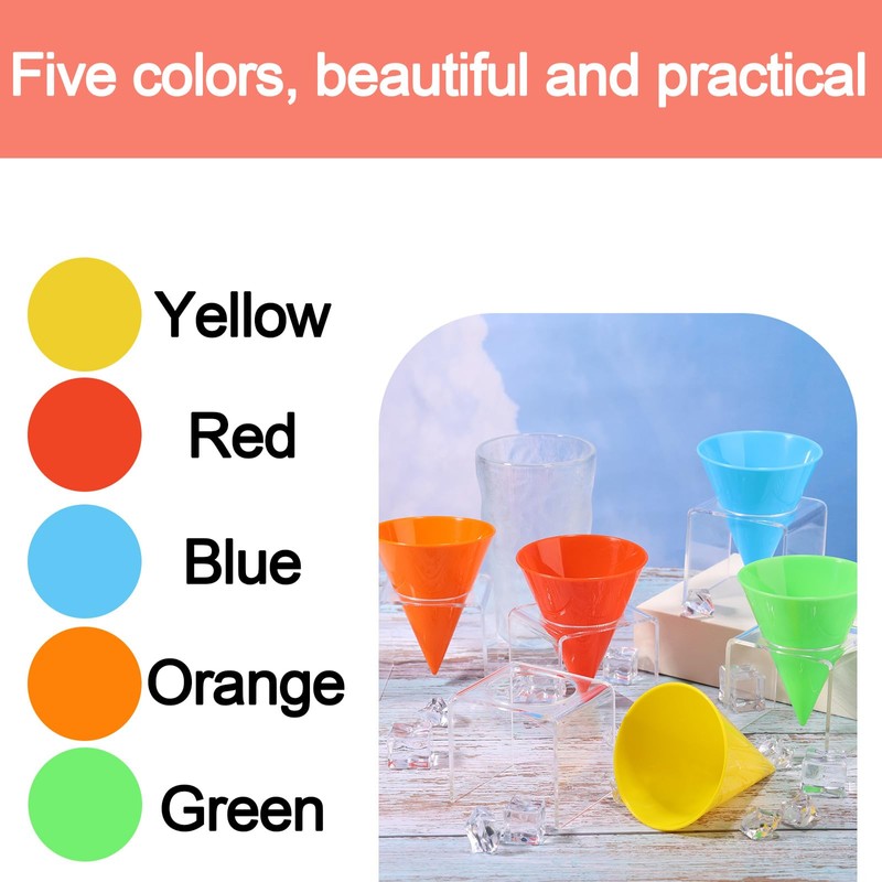 Lyreh 10pcs Reusable Snow Cone Cups, 4.1x3.1 Inch Plastic Shaved