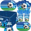 141Pcs Soccer Birthday Party Decorations Birthday Plates and Napkins, Tablecloth,