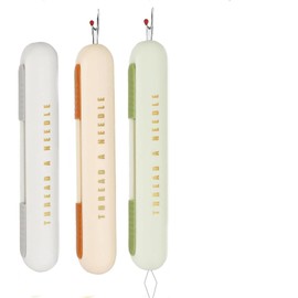 YUNYU Set of 3 2-in-1 Sewing Aid - Needle Threader & Seam Ripper in Brown/Beige/Green | Secure Retractable Mechanism | Practical Sewing Accessories for Beginners & Professionals