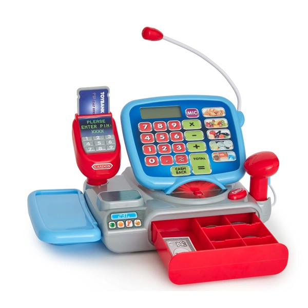 Casdon Supermarket Till | Interactive Toy Shopping Till For Children Aged 3+ | Includes Working Calculator, Microphone, Scanner & More