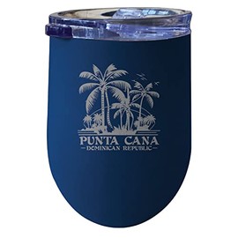R and R Imports Punta Cana Dominican Republic Souvenir 12 oz Insulated Wine Stainless Steel Tumbler Navy PALM1