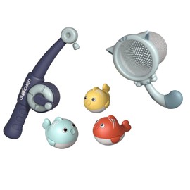 5 STÜCK Badewannenspielzeug, badespielzeug, Wasserspielzeug Set, Lustige Badewanne Spielzeug, angelspiel, Wasserspielzeug Kinder Angelset mit Fischernetz für 1 2 3 4 5 Jahre