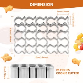ASBEEN Goldfish Cracker Cutter, 25 Cavity Mini Gold Fish Cutter, Stainless Steels Goldfish Cutter, Goldfish Cookie Cutter for DIY Baking