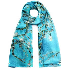 STORY OF SHANGHAI Women's Mulberry Silk Scarf Ladies Silk Scarves Sunscreen Shawls Wraps For Hair, Blue