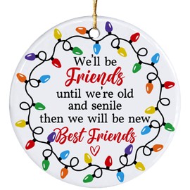 Christmas Ornament Gift for Best Friends - We'll be Friends Until We are Old and Senile - Funny Friendship Gifts for Women, Bestie Gifts for Women, Sister to Sister On Birthday, Xmas Tree Decoration