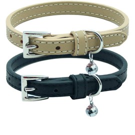 2 PCS Soft Leather Cat Kitten Collar-Orange, Purple, Black, Khaki, Pink, Blue