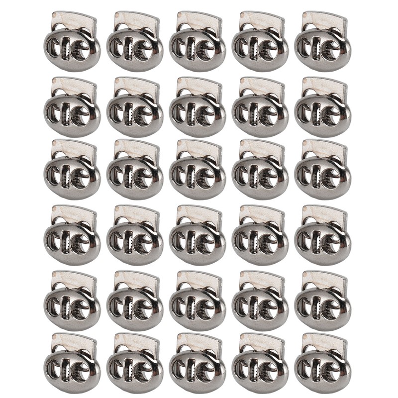 30pcs Metal Cord Lock End Toggle Double Hole Spring Stopper