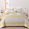WONGS BEDDING Yellow Quilt Twin Size, Bohemian Stripe Quilt Sets
