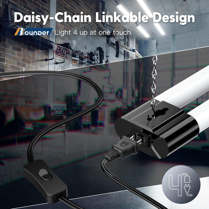 Bbounder 10 Pack Linkable LED Utility Shop Light, 4400 LM,