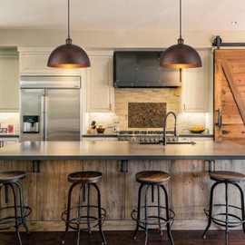 11.8” Industrial Metal Dome Pendant Light, Rust Industrial Pendant Lights for Kitchen Island, Dimmable Hanging Light Fixtures Compatible for Kitchen Island, Dining Room