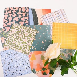 NXPWRC 48 Pieces Of Retro Patterned Paper, Fresh Floral Background Paper, Craft Pattern Paper, Scrapbook Paper, Diy Decorative Paper, Suitable For Books, Diaries, Greeting Cards