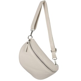 AmbraModa GLX1 Unisex Small Waist Bag Bum Bag Shoulder Bag Made of Genuine Leather, Beige Cream, Waist bag, bum bag, shoulder bag