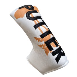 Golf Putter Cover, Blade Style, Magnetic Closure, White Palm Tree Design, Premium Faux Leather Putter Headcover