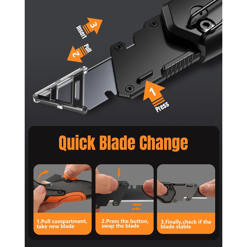 VOTREK 【4-in-1】 Multitool Folding Utility Knife Box Cutter, Navajas para
