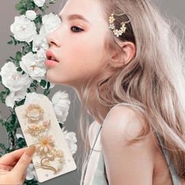 9 Pcs Rhinestone Butterfly Flower Hair Clips Glitter Crystal Flower Decorative Hairpins Vintage Metal Daisy Heart Moon Bobby Hairpins for Women Girls Wedding Prom Birthday Hair Accessories