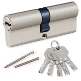 Cylinder Lock, Lock Cylinder 40/40 Double Cylinder With 5 Keys Made Of Zinc Alloy, Suitable For All Types Of Doors