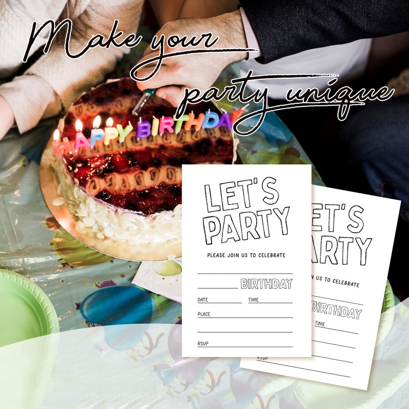 ZYQFN 20 Birthday Cards with Envelopes 4" x6 Birthday Invitations