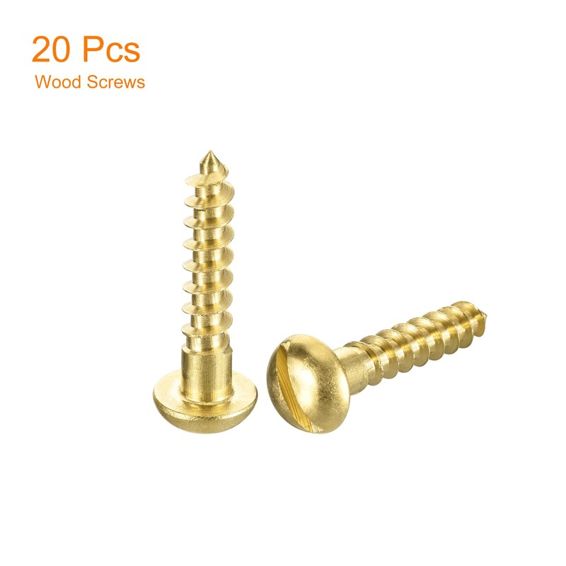 sourcing map Wood Screws M6 x 30mm Slotted Round Head