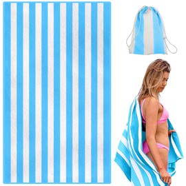 Lorrtta 160x80cm Large Sandproof beach towel with storage bag, soft and lightweight, suitable for beach, travelling Microfibre quick-drying Microfibre Beach Towel
