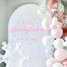 Gostman A Little Snowflake is One The Way Decal - Winter Wonderland Themed Baby Shower Party Decorations Decal, Snowflake Sign Decor for Gender Reveal Girls Decal