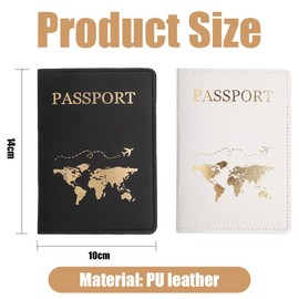 Fc'Noqgn 2 Piece Passport Holder, Passport Cover, Faux Leather Passport Holder, Passport Holder for Credit Card, ID Card and Travel Document Protection, black white, Modern