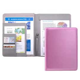 Case-it Business Meeting Padfolio | Professional Portfolio with Letter Size Writing Pad, PAD-39 Metallic Pink