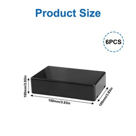 Pack of 6 Junction Boxes, Black, Housing Electronics, Plastic Housing, Electronic Housing Plastic, Waterproof Connection Boxes, Electronic Project Box, for DIY Power Junction Box (100 x 60 x 25 mm)