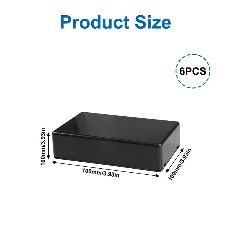 Pack of 6 Junction Boxes, Black, Housing Electronics, Plastic Housing,