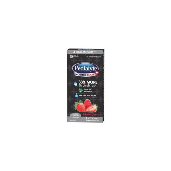 Pedialyte AdvancedCare Plus Electrolytes Powder Sticks Strawberry Frost 6 x 17  g