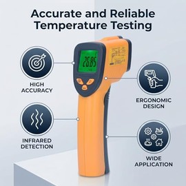 Termómetro Infrarrojo Digital Pistola de Temperatura para Equipos Químicos Mantenimiento de Maquinaria Electricidad Doméstica con Función de Almacenamiento de Datos