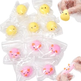 10 Pack Mini Squishy Chicken Squishies Toy, Cute Piggie Squeeze Sensory Toys, Furry Squishy Animal Relief Stress Ball with PVC Packaging Gifts Fidget Novelty Toy for Kids Adults Rainbow