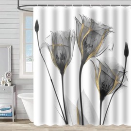 FAIRYGATE Shower Curtains for Garden Flower Pattern Extra Large Wide Waterproof Bathroom Curtains Waterproof and Anti-mould Shower Curtain for Wet Room B8207