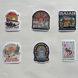 Pack 6 Isaiah 43 19 I Will Make A Way in The Wilderness and Rivers in The Desert Sticker 3 Inches Bible Verse, Christian, Waterproof Vinyl Sticker