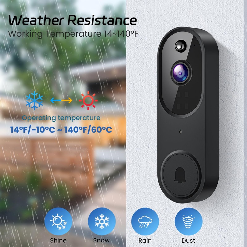 guggre 1080p Wireless Video Doorbell + Indoor Ring Chime, Enhanced