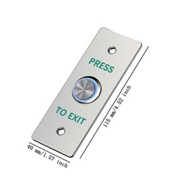Stainless Steel Push to Exit Button - 12V DC Push to Exit Switch with LED Light,NC/NO/COM Outputs, Surface Mount Request-to-Exit Device for Access Control Systems
