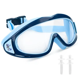 Fonyet Beschlag Children's Diving Goggles HD Swimming Goggles with Earplugs and Adjustable Headband for Children 3-15 Years, Wide Angle Diving Mask, UV Protection (Blue)