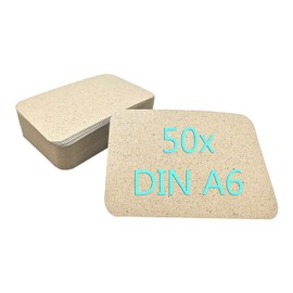 DIN A6 Postcards Index Cards Set Blank for DIY Choice of Envelopes and Round Corners (Grass Paper 280 g/m², 50 Cards without Envelopes)