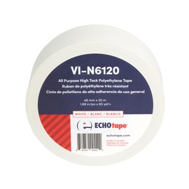 ECHOtape VI-N6120 | White Multi-Purpose Construction Tape | Stucco Masking Tape | Temporary Hold Tape | No Residue Vinyl Tape | Vinyl Repair Tape | Vinyl Floor Marking Tape | 1.89 in x 60 yds
