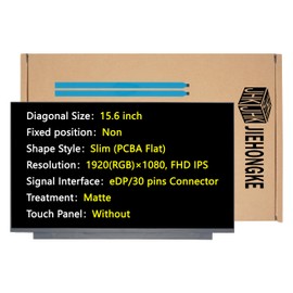 JHK JIEHONGKE Grade A+ New Screen Replacement for Acer Aspire 3 A315-24P-R7VH / A315-24P, 15.6", FHD 1920×1080 IPS, eDP/30 pins Connector, Matte, Non-Touch, LED LCD Display with Tape